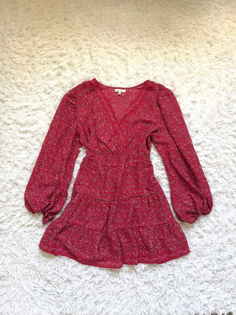 Max Studio Burgundy Floral Midi Dress - Picture 4 of 6